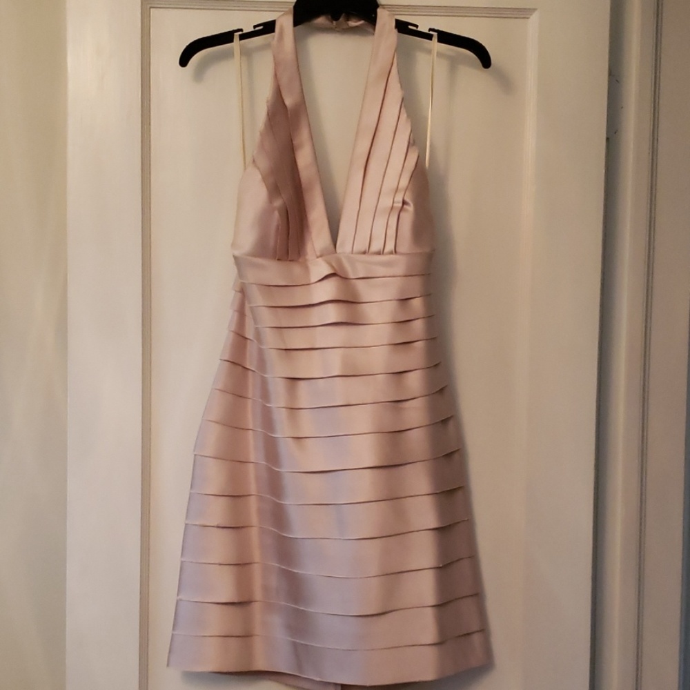 Champagne colored mini cocktail dress